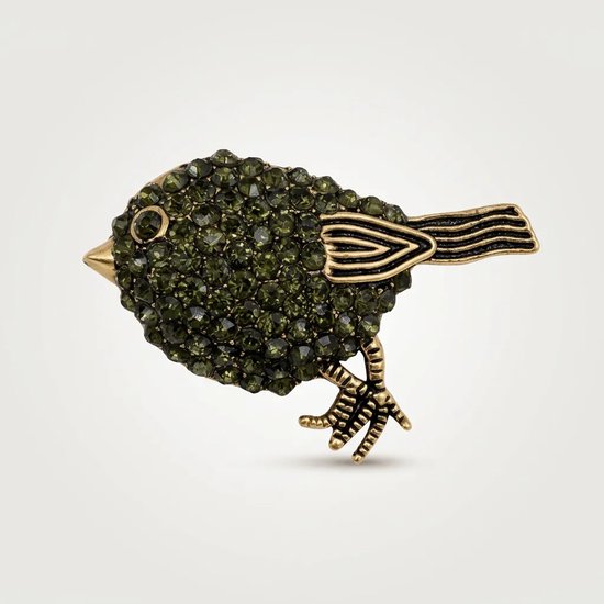 Dorvina Brons Broche Kraagspeld Authentiek Koper Zwart Zirkonia Met Stenen Bol Vogel Dames Kraag Kraagspeld / Broche