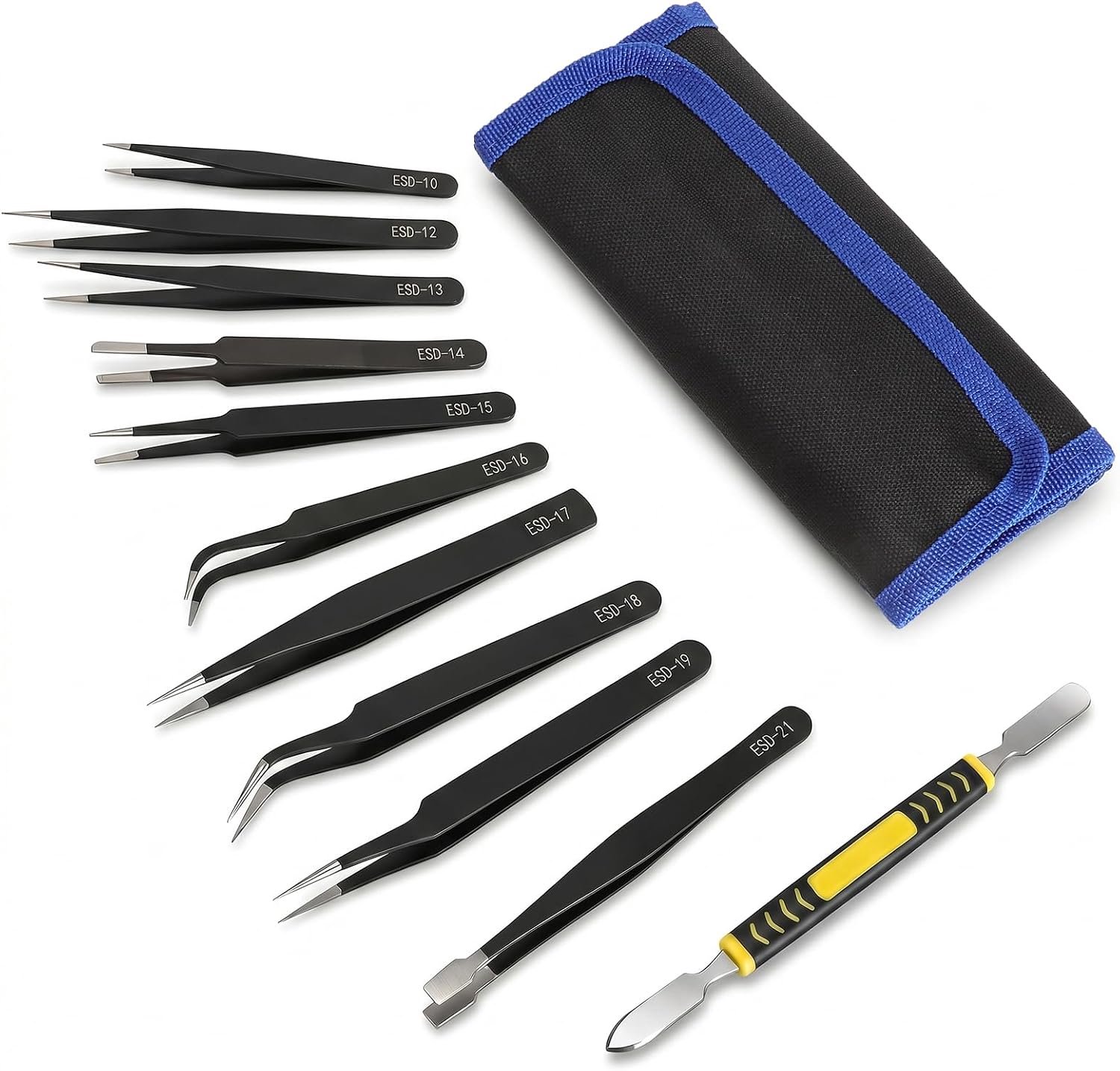 Tweezers Set 10 Stuks - ESD Precisie RVS - Voor Elektronica en Modelleren - Vemera