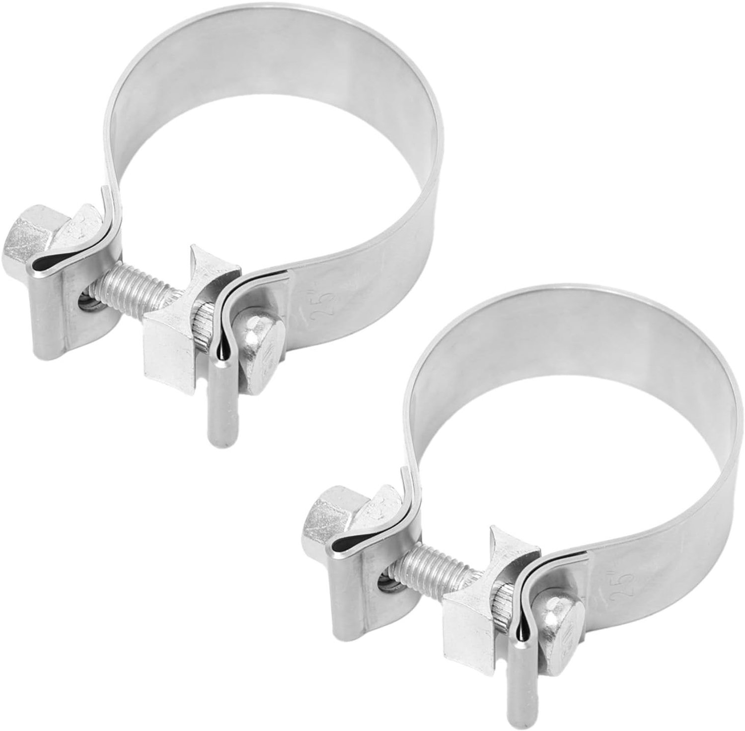 2 Stuks RVS Uitlaatklemmen 63-67mm Universele Klem voor Motoren, Auto's en Boten - Duurzaam en Geluidsarm