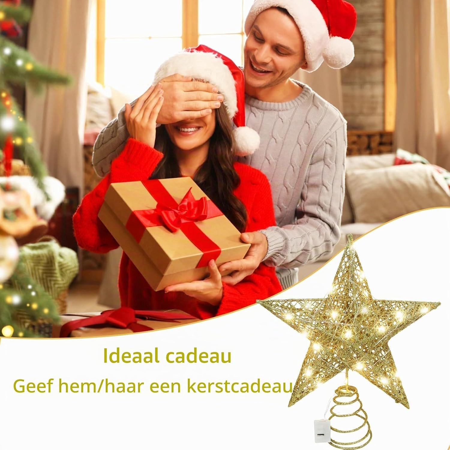 Glitterende Ster voor de Top van de Kerstboom - LED Decoratie voor Feestelijke Thuisversiering en Kerstsfeer – foto 4