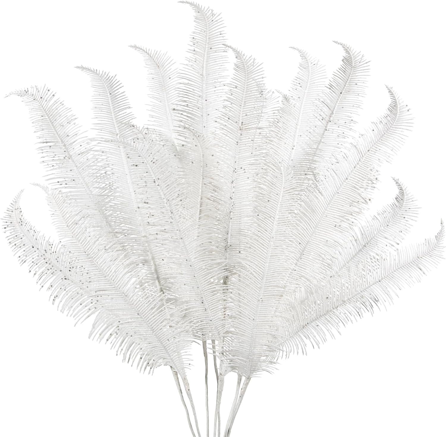 Kerstboom decoratie 28 inch - witte glitter veren takken - realistisch en lichtgewicht - ShopVlot