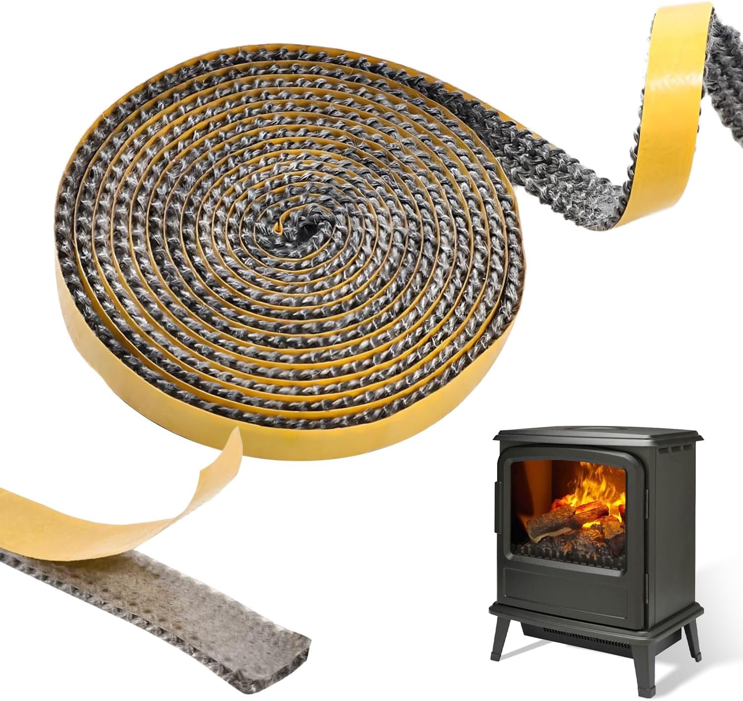 SnelShoppen - Sealing Tape 10 mm x 3 mm x 2 m Zelfklevend voor Schouwen, Fornuizen, Ketels, Industriedrogers en Houtovens
