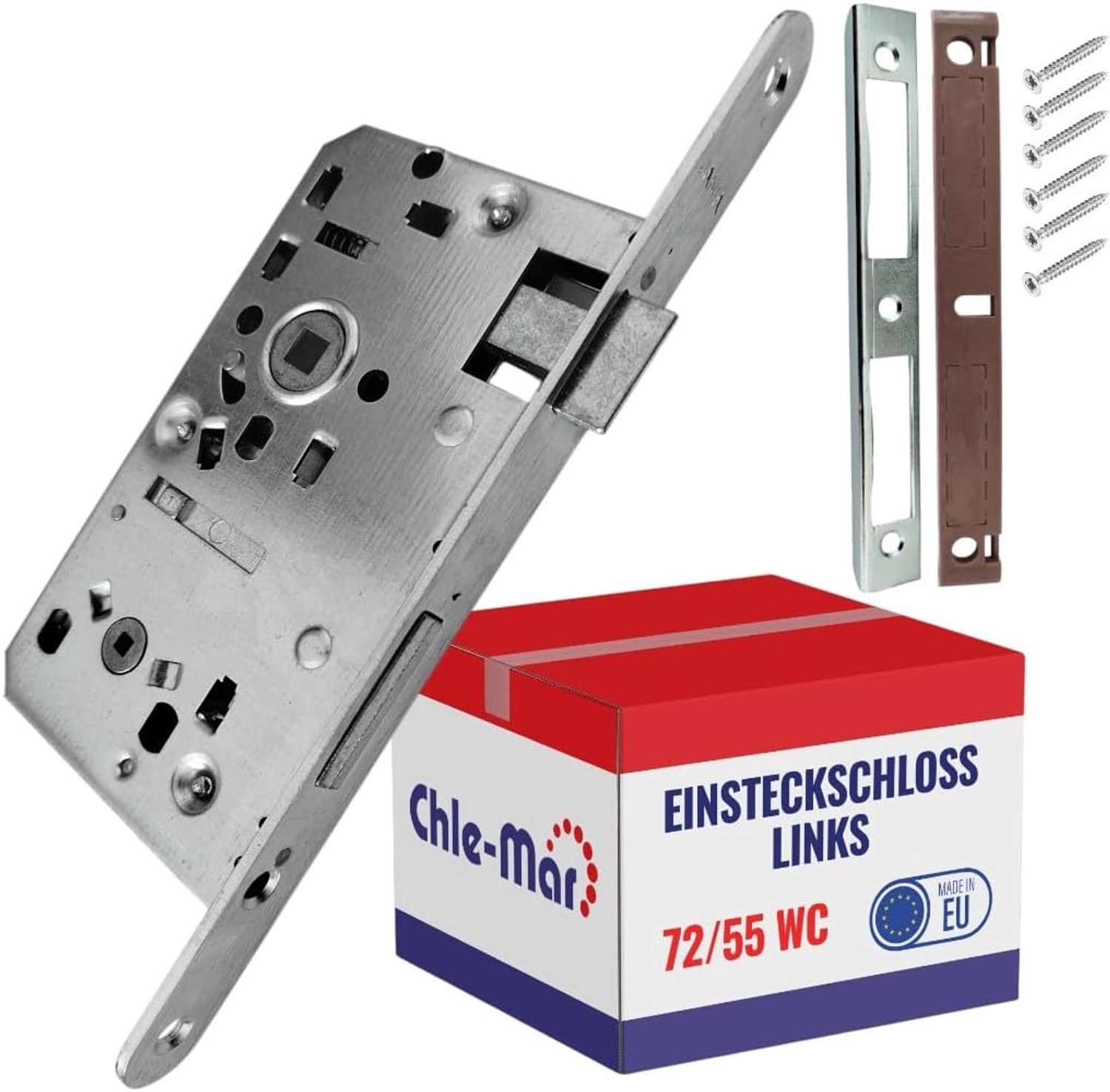 SnelShoppen - Mortise Lock 72/55 voor Toiletdeur, Robuuste Deurslot voor Binnen- en Buitendeuren, Duurzaam Metaal, Compleet Set met Montagemateriaal