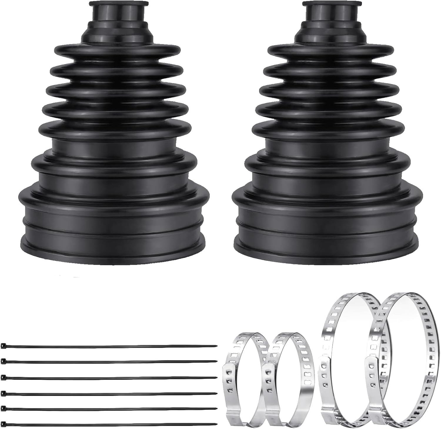 Reparatieset voor Boot, Homokinetische Vouwmanchet, Universele Bescherming voor CV Aansluiting, Inclusief Klemmen en Kabelbinders, Geschikt voor 19-24 mm, Set van 2 (Zwart)