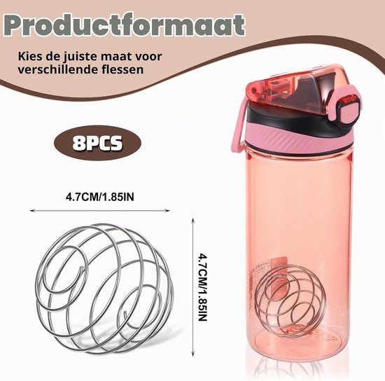 Set van 8 Shaker Balls voor Blender, Ideaal voor Smoothies, Eiwitshakes en Mixen van Poeders - 4.8 cm — afbeelding 5