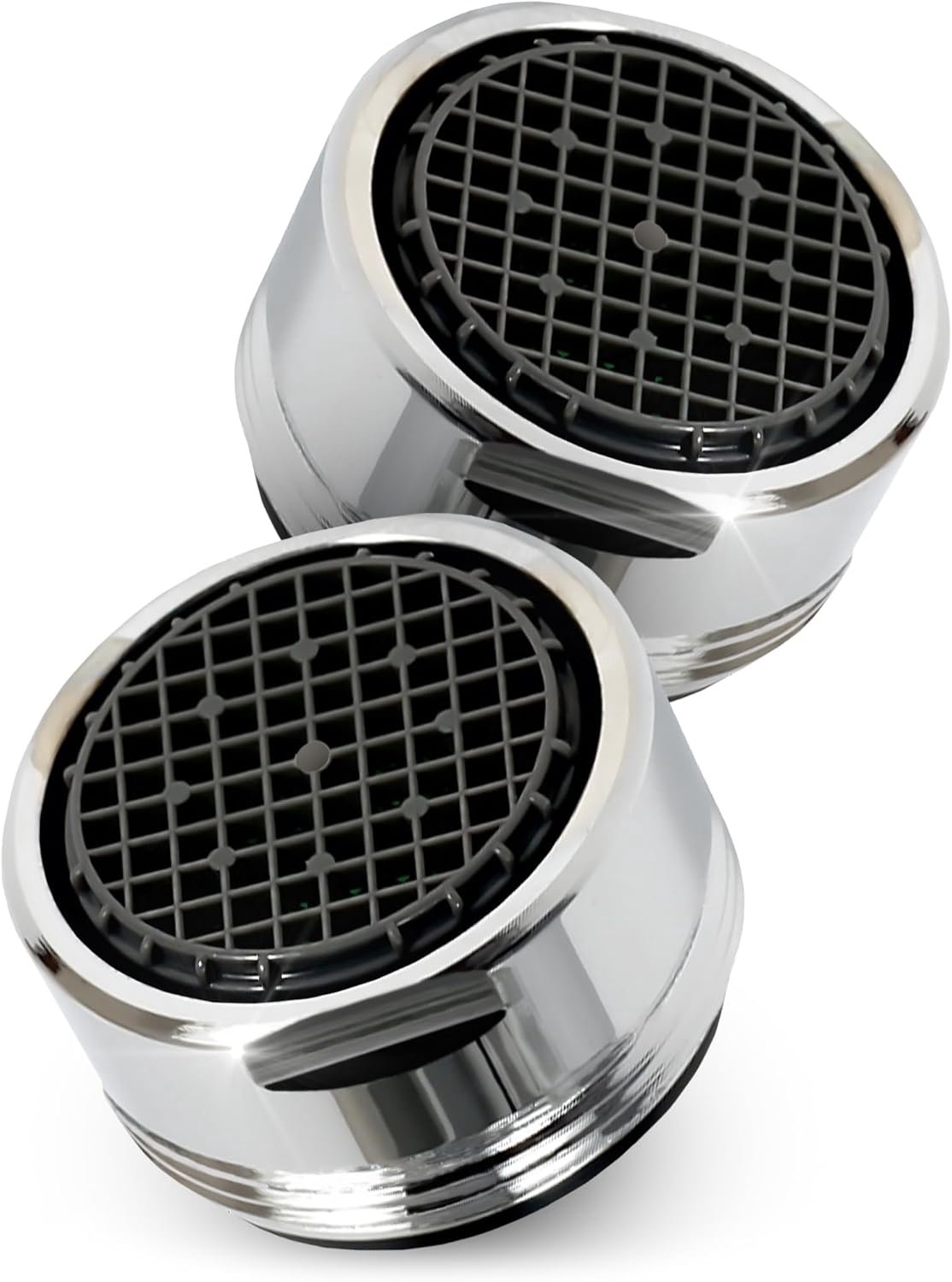SnelShoppen - 2 Stuks Waterbesparende Jet Regulator M24 - Hoge Tech Anti-Limescale Kraanfilter met Balvormig Filter - Chroom Verchroomd Messing - Aera