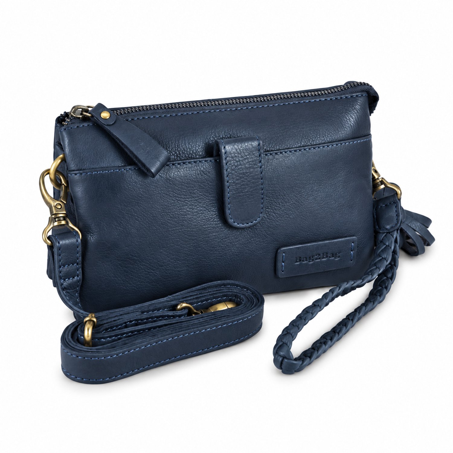 Bag2Bag Dover - Leren Crossbody / Schoudertas - Clutch Blue
