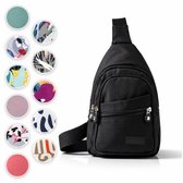ÉLEVÉA® Crossbody Tas Dames - Schoudertas Dames - Anti Diefstal - Waterdicht en Compact - Handtas / Sling Bag - Crossbodytas Dames / Heren - Nektasje - Zwart - Crossover - Rugzak - Chestbag - Borsttas