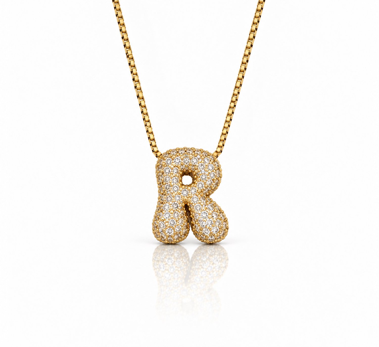 Maevi® Letter Ketting - Letter: R - Glitter Letterketting - Zirkonia Ketting - Lengte: 40 cm - Inclusief Luxe Verpakking - 18K Verguld Goud - Gouden ketting / Gouden letter - Hoge Kwaliteit - Luxe Ketting - Cadeau voor Vrouw / Dames / Moeder / Mama