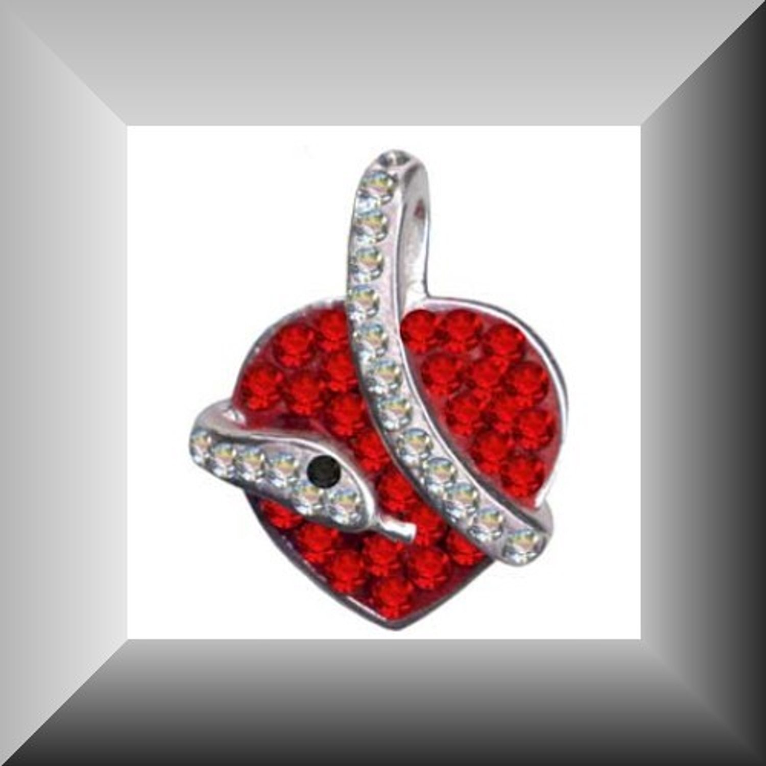 Hetty'S -Elegante - 925 zilveren hanger - Hart met slang - Zirconia's - Maat 14/18 mm