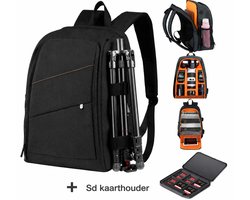 Cameratas Spiegelreflexcamera – Sd Kaarthouder - met Laptopvak en Regenhoes – Camera rugzak – Camera rugtas – Foto rugzak – Camera backpack – Camera Fototas - Fotografie Tas - Geschikt voor elke camera – Zwart – 30L