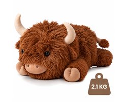 Olyza Verzwaringsknuffel Hoogland Koe - Verzwaarde Knuffel - 2.1kg/60cm - Weighted Stuffed Animal - Voor kinderen & volwassenen - Sensorisch Speelgoed - Plushie - Zware Knuffel - Slaapknuffel - Anxiety Knuffel