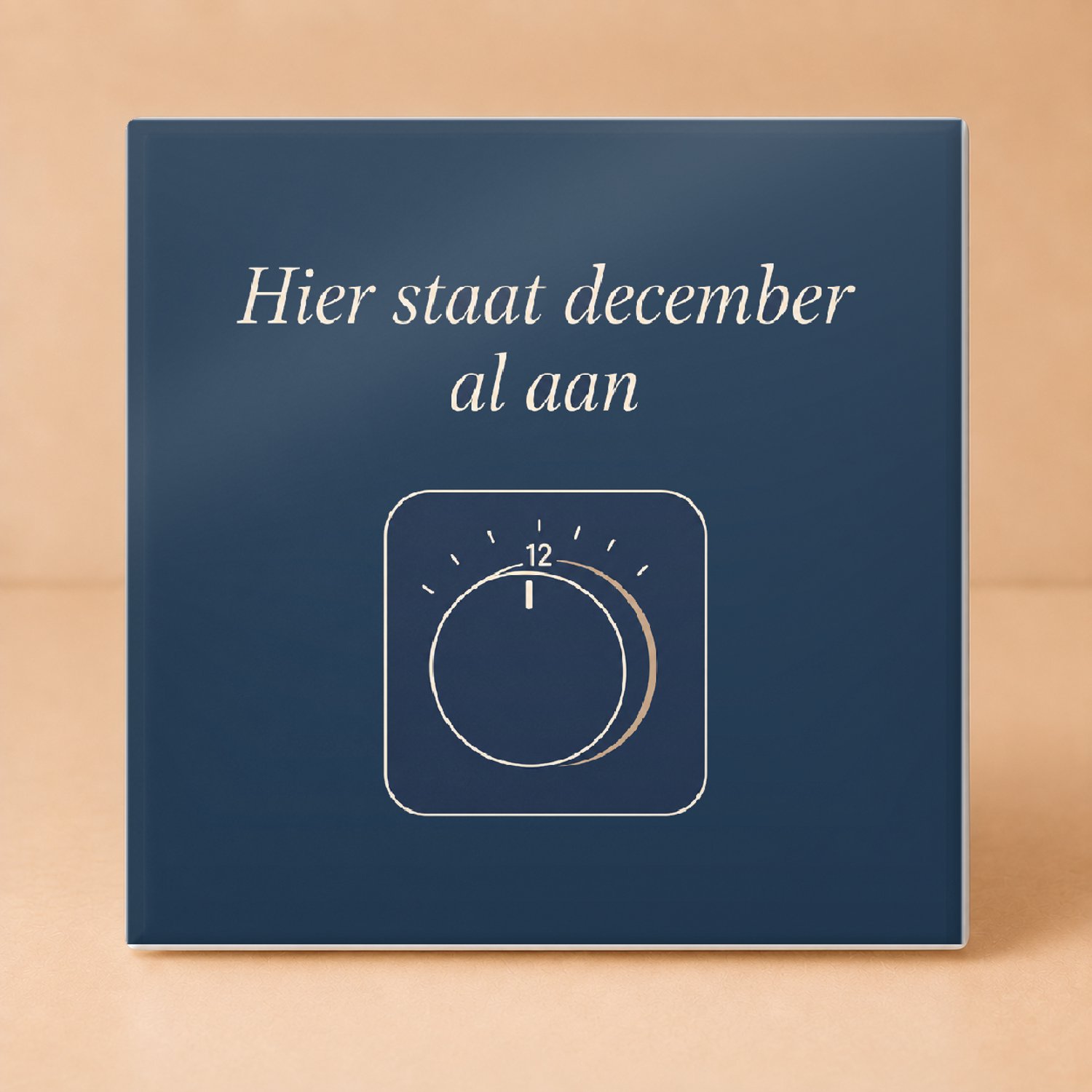 Bedruk King Minimalistische Decembermodus Tegel – Stijlvolle One-Line Art Wanddecoratie voor Winterliefhebbers - 11 x 11 cm Wit