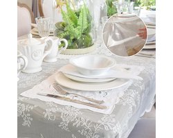 volumoon Transparant tafelkleed, 150 × 100 cm, geplastificeerd tafelkleed, waterdicht, vlekbestendig, rechthoekig - ShopVlot