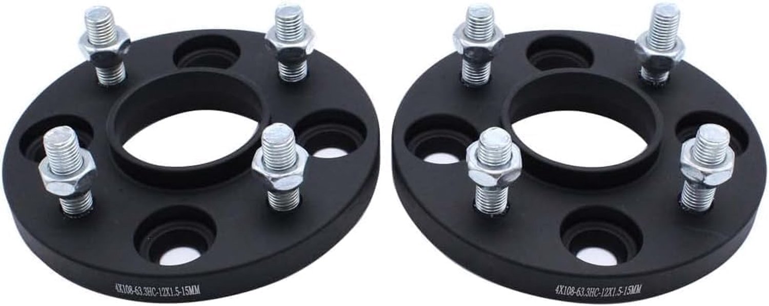 Wielafstandhouders 15mm - 4x108mm Gesmede Schijven - Inclusief 8 M12x1.5 Wielbouten - Verbreed de Sporen - ShopVlot