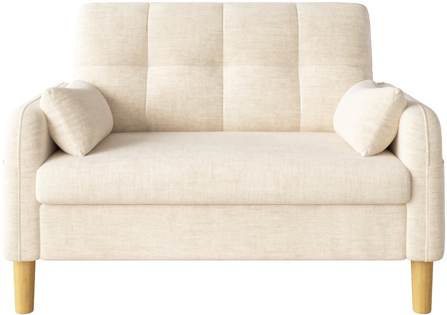 SONNENH Compacte 2-zitsbank met 2 kussens en zijvak - Chenille - 119 cm - Beige