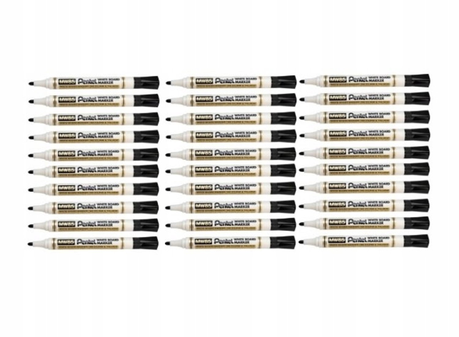 Pentel MW85 Whiteboard Markers, Zwart, Set van 30