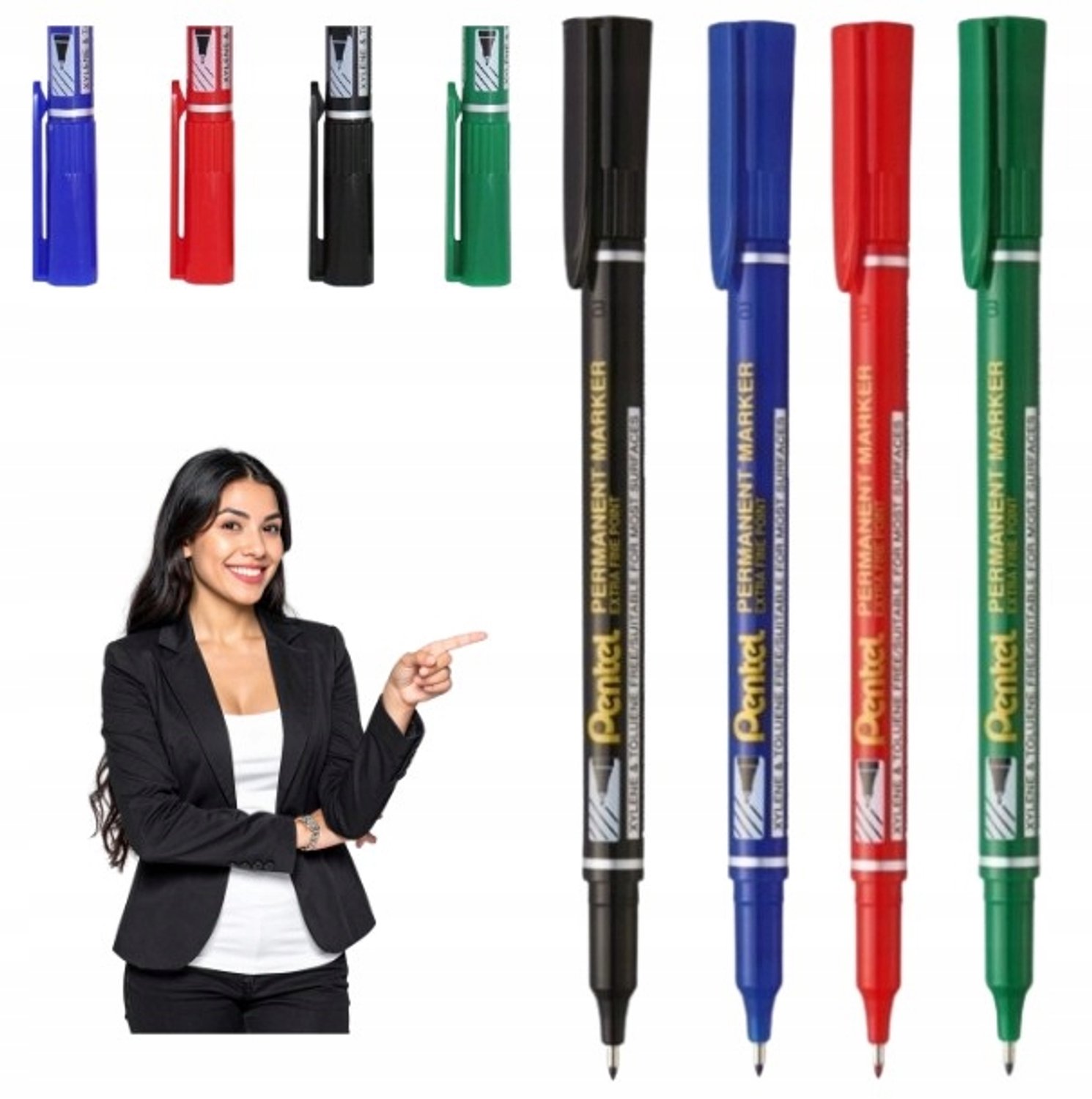 Pentel NF450 Foliostift Set Mix 4 Kleuren CD/DVD Waterdicht