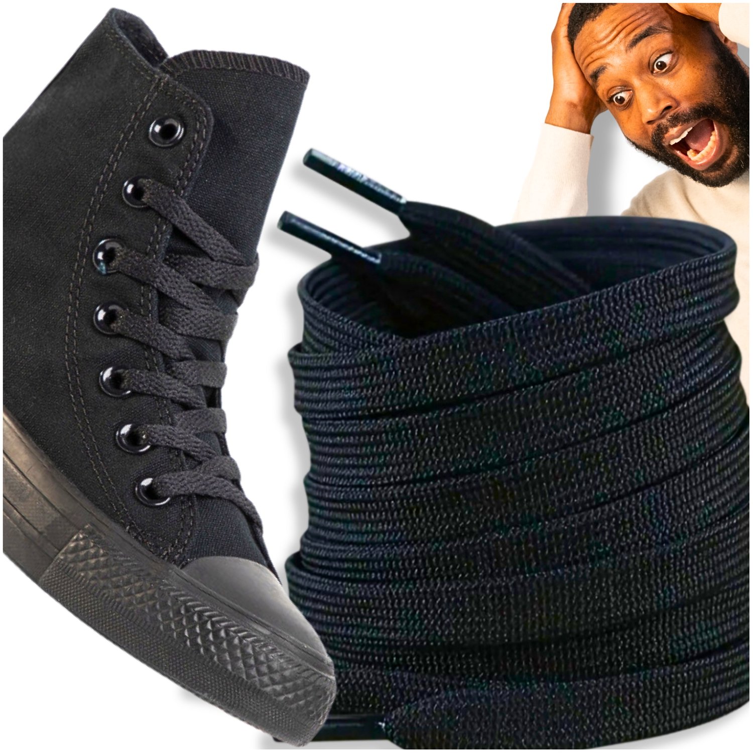 Sterke Zwarte Schoenveters voor Sneakers 180 cm