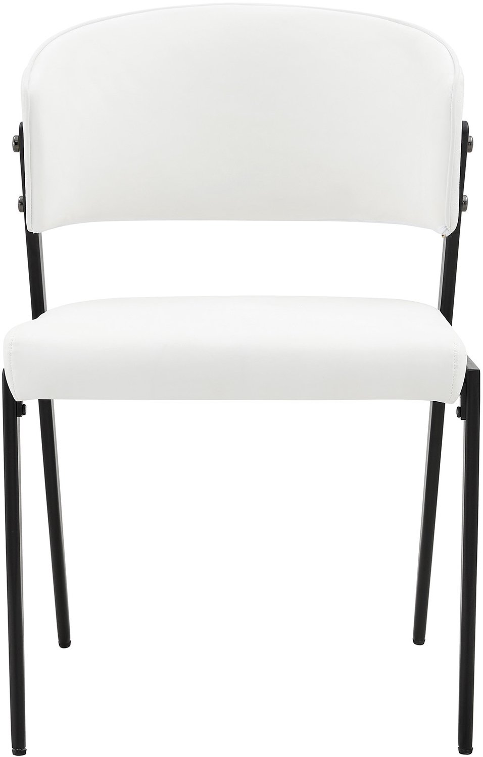 SONNENH Eetkamerstoelen set van 2 met gebogen rug - PU-kunstleer - witte bekleding - zwarte metalen poten Wit / Zwart