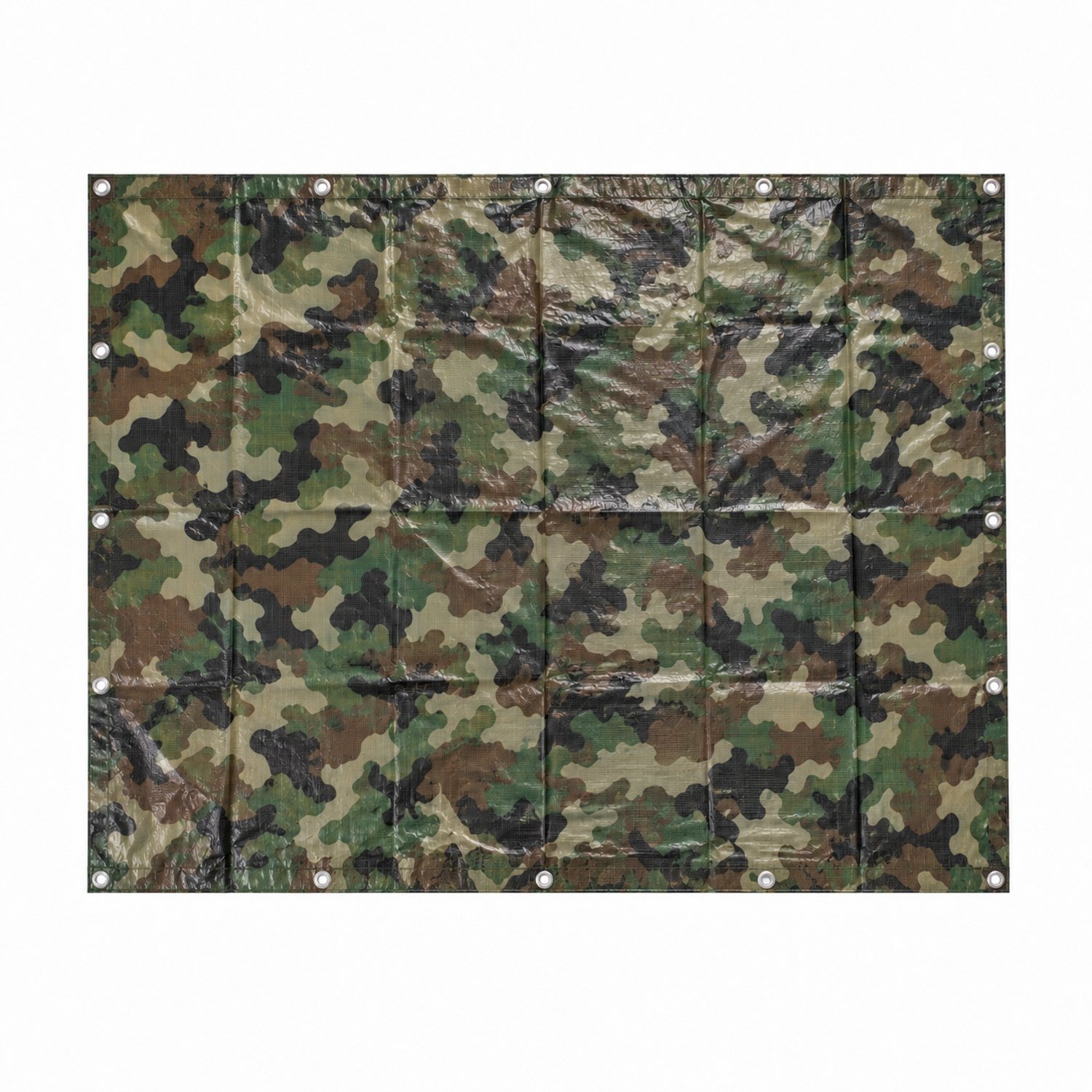 Camouflage dekzeil 4 x 5 meter - PE afdekzeil met ogen - Groen/bruin - 1 stuk
