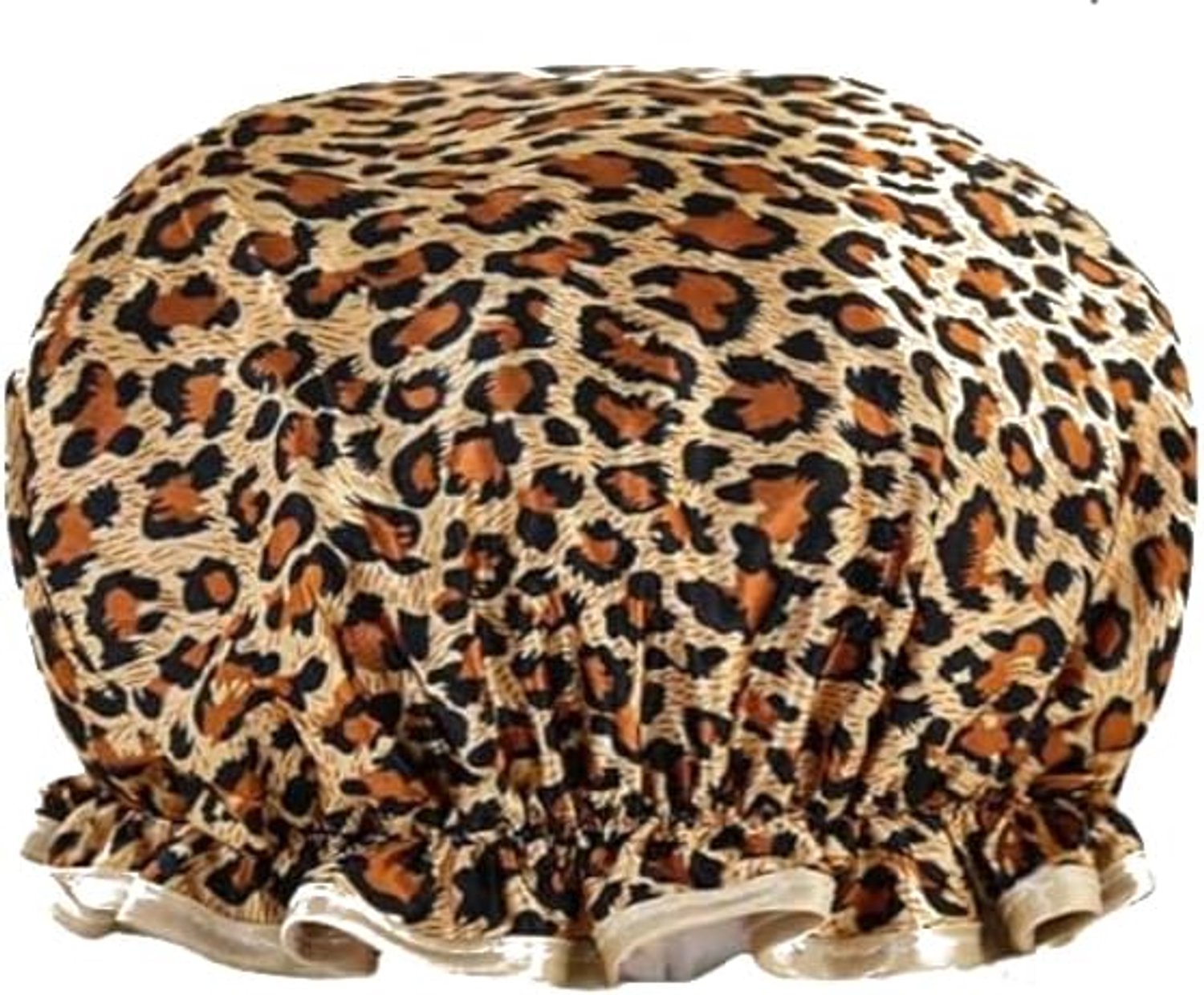 Douchekap voor vol haar - diameter 30 cm - bruin panterprint - waterafstotend, herbruikbaar - Vemera