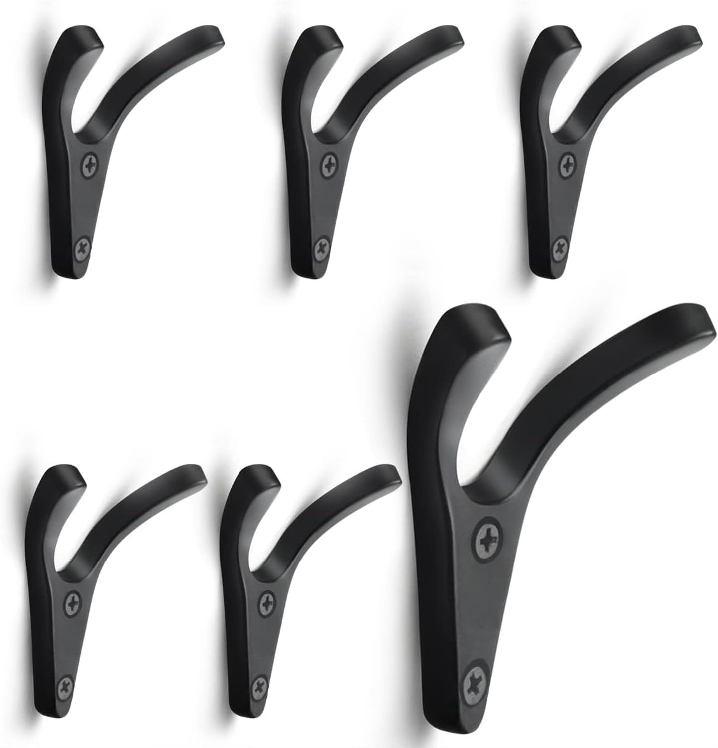 Dubbele Wandhaken - 6 Stuks - Zinklegering - Modern Design - Perfect voor Kleding - Homevero