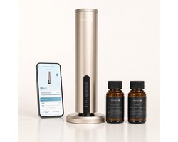 Aurion Smart Aroma Diffuser + 2 Geuren van 50 ml - Geurverspreider - Bediening Met App - 100m² Gelijkmatige Dekking - Cold-Air Diffusion Technologie - Slimme Schema's - Draadloos en Oplaadbaar