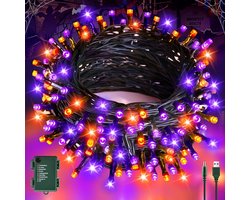 SnelShoppen - Halloween Decoratie Fairy Lights 6 Meter, 60 LED, Waterdicht, Timer, Oranje Paarse Lichten, Buiten Binnen, Spooky Feestverlichting