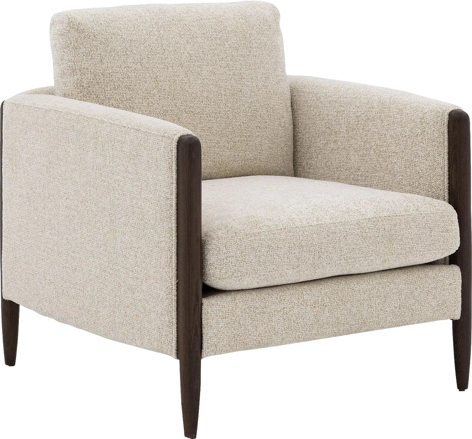 Goossens Fauteuil Handsome - Stof - Beige - Met Armleuning stof gemeleerd grof geweven creme