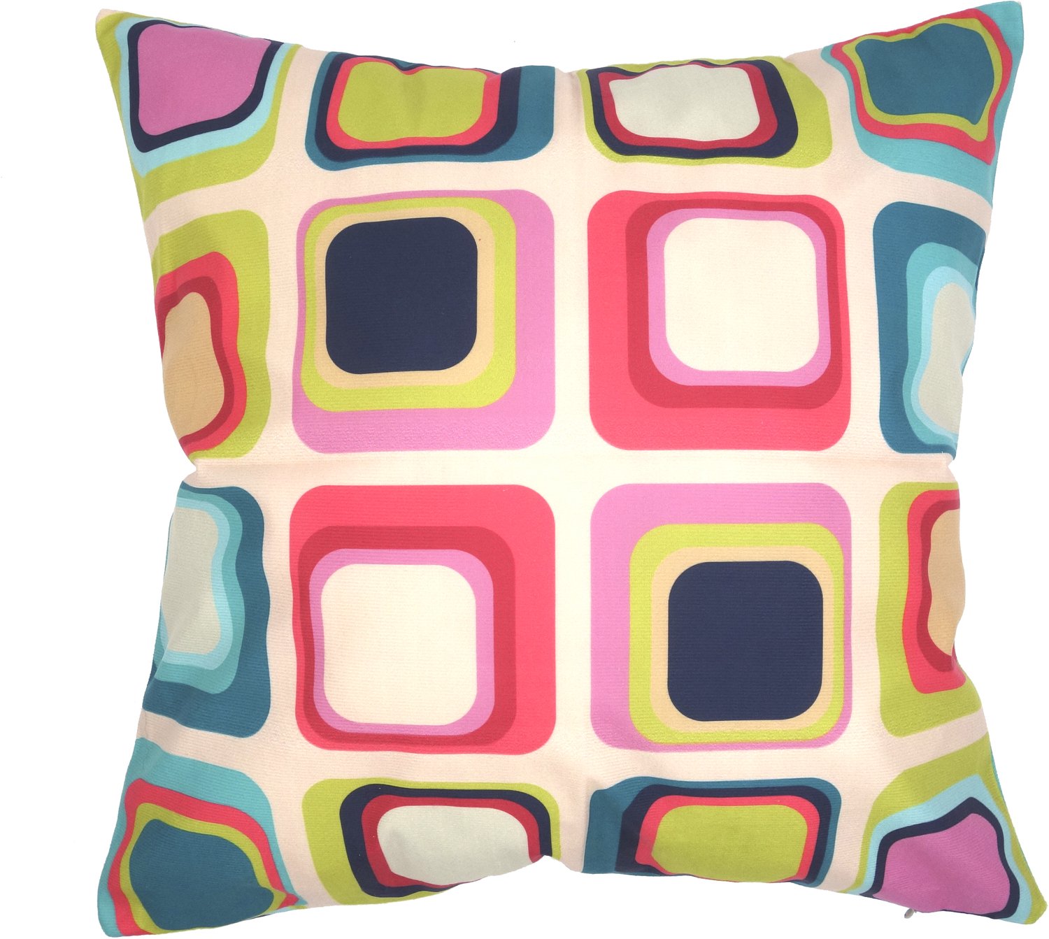 De Kussenkraam Retro Midcentury Kussenhoes Squares 45 x 45 cm | Exclusief binnenkussen offwhite roze lime blauw