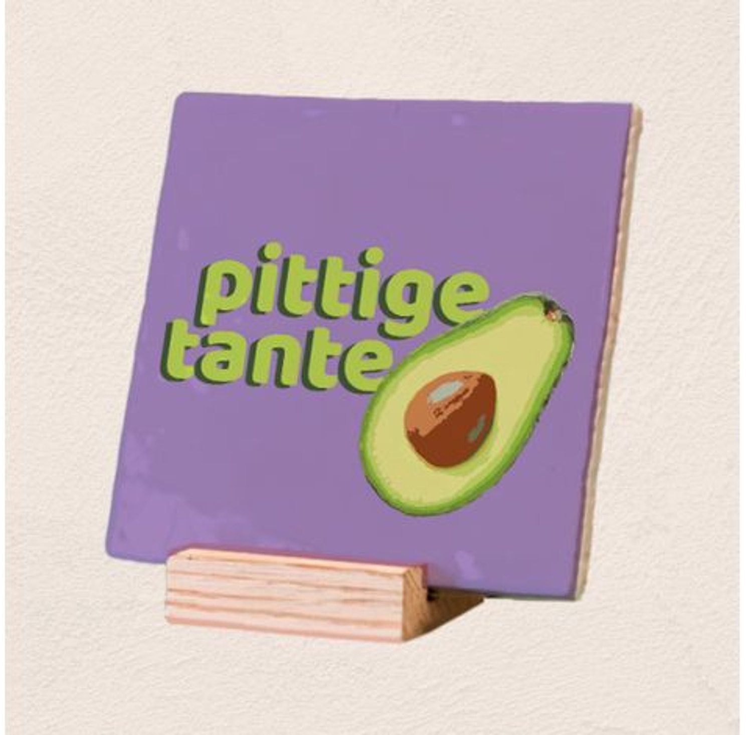 Relaxwonen Decotegel met Standaard - Pittige Tante - Paars - 11x11x0.5 cm
