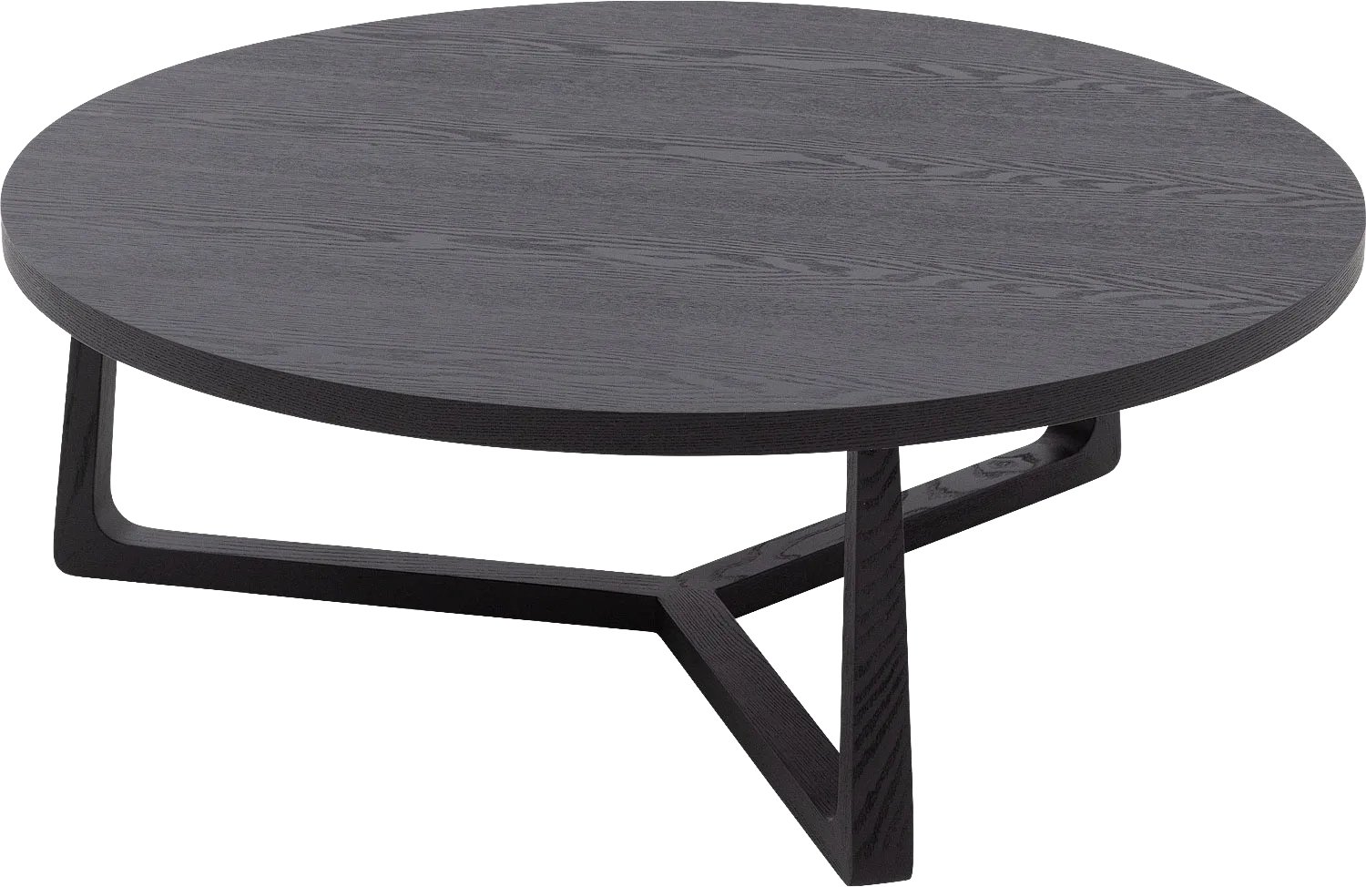 Goossens Salontafel Luciano - 100 x 35 x 100 - Essenhout - zwart - rond essen fineer zwart gelakt
