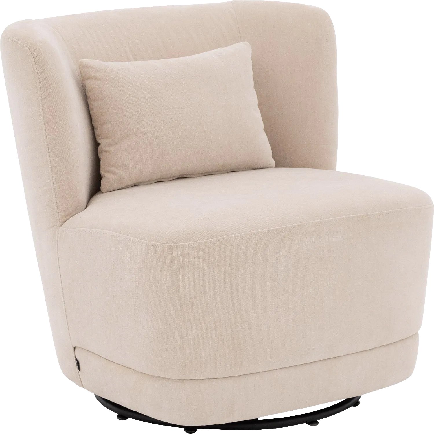 Goossens Draaifauteuil Ted - Stof - Wit - Draaibaar velours creme