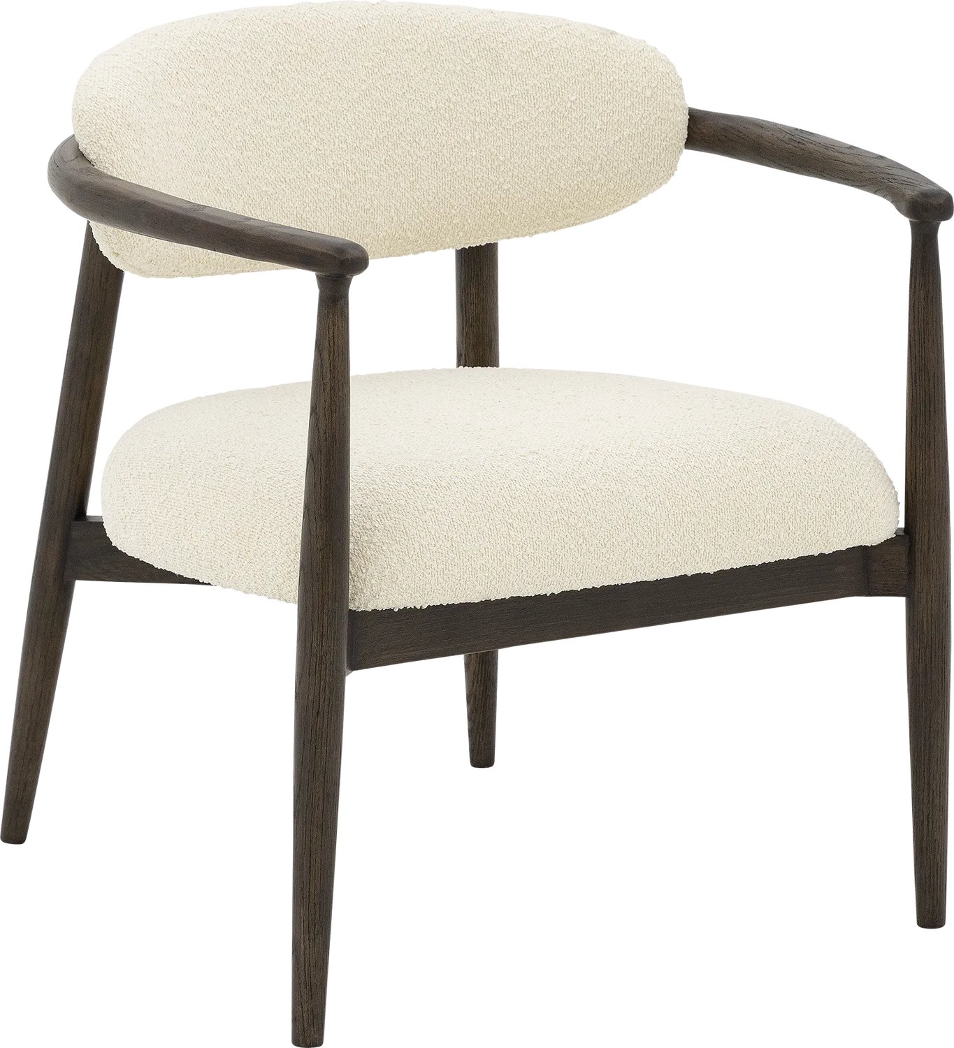 Goossens Fauteuil Diede Met Massief Houten Frame - Stof - Beige - Met Armleuning boucle beige