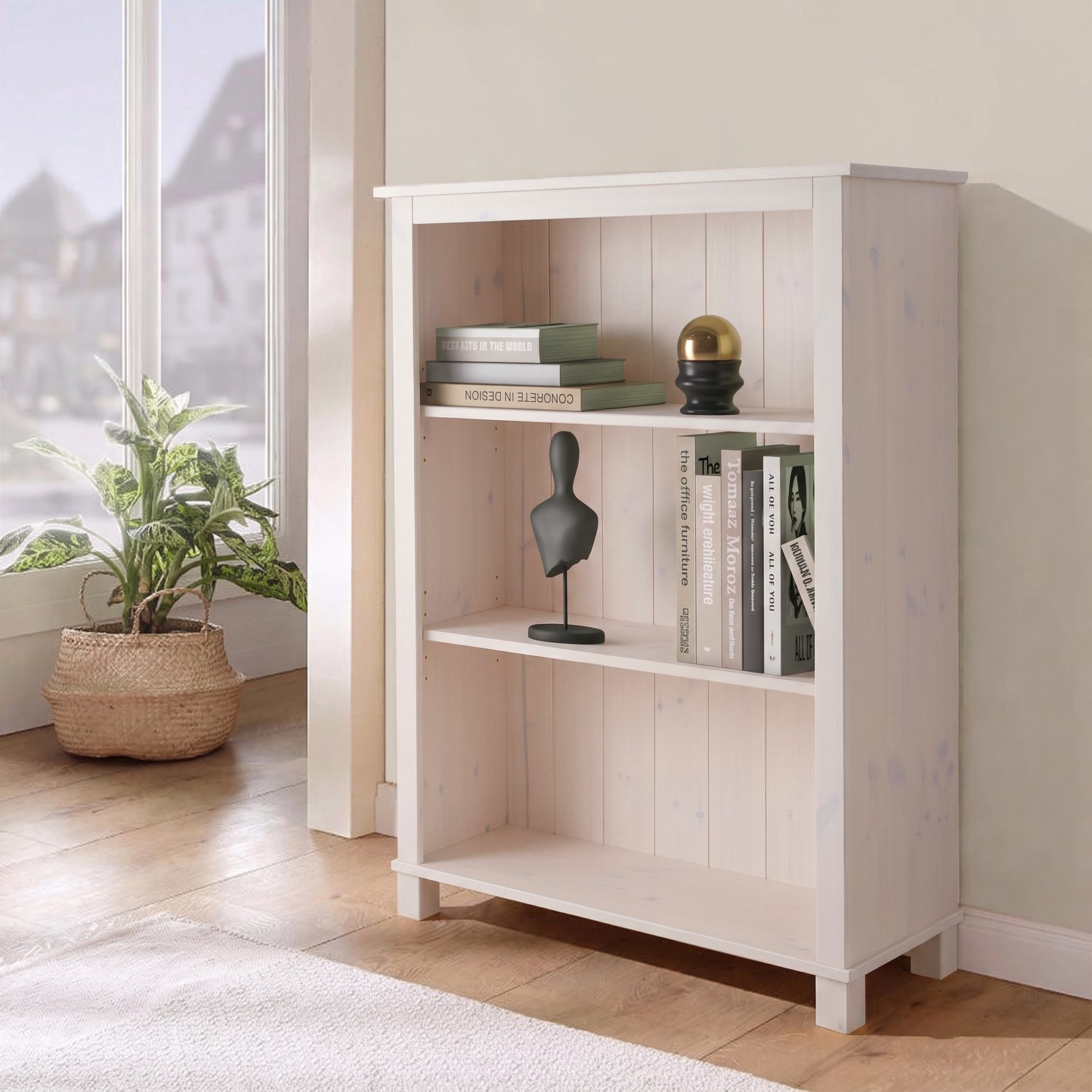 Notio Living Pivo-Boekenkast met 2 planken in wit grenen