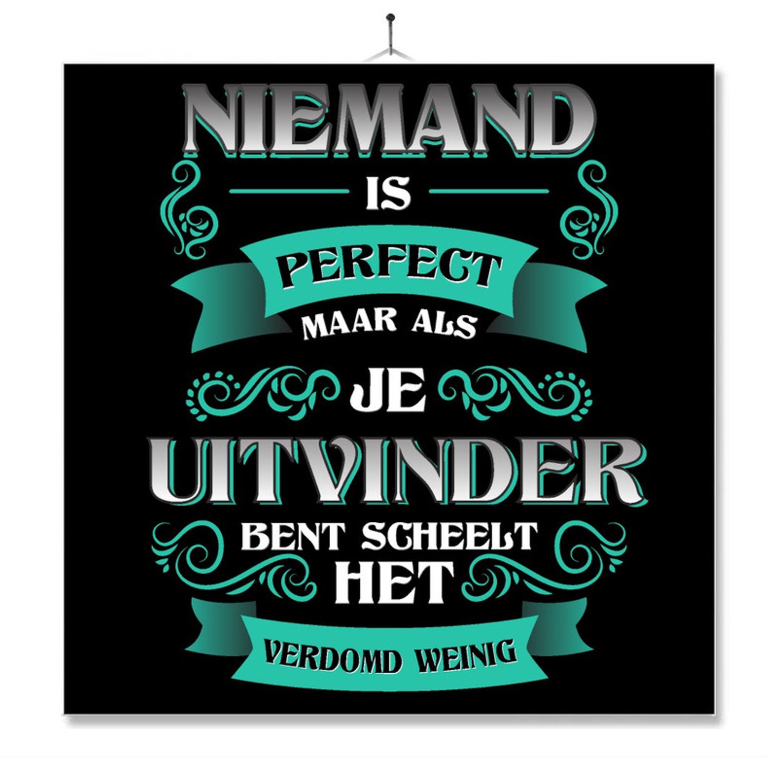 MC Living Tegel Met Opdruk | Kado | Cadeau | Niemand Is Perfect | Beroep | Uitvinder Multi-Color