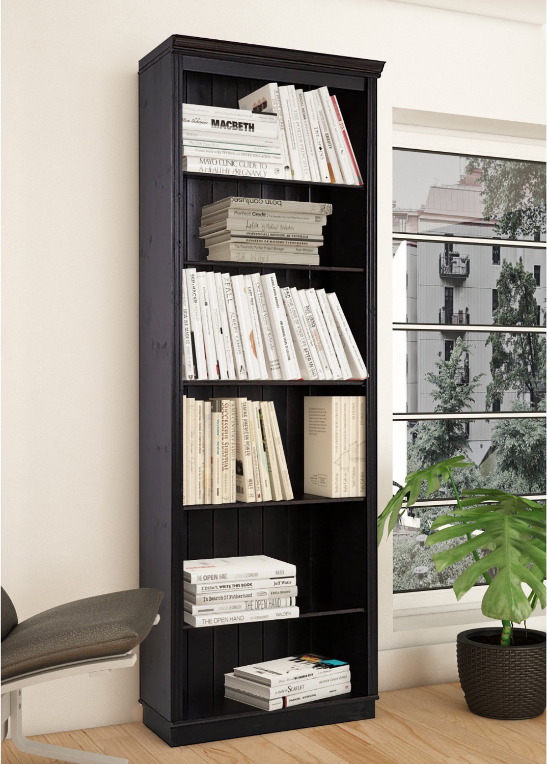 Notio Living Anita-Boekenkast met 5 Planken in Donkerbruin Grenen