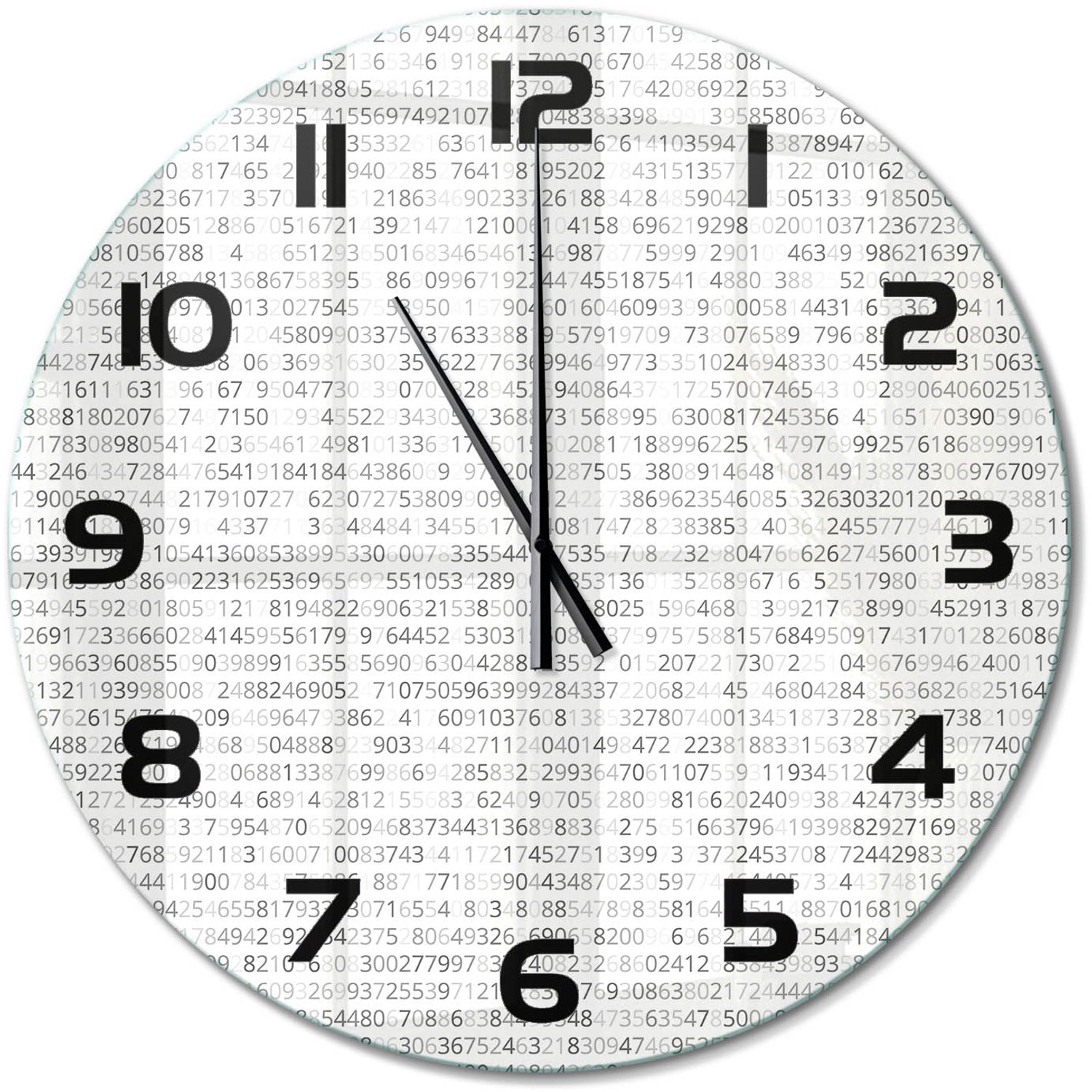 TULUP Wandklok - Binaire code Wandklok Glas Met Motief - fi60 cm - Grijs Decoratieve Glazen Klok - Zwarte handen - Ronde Klok - Gekleurde Glazen Klok - Glazen Klok Met Print