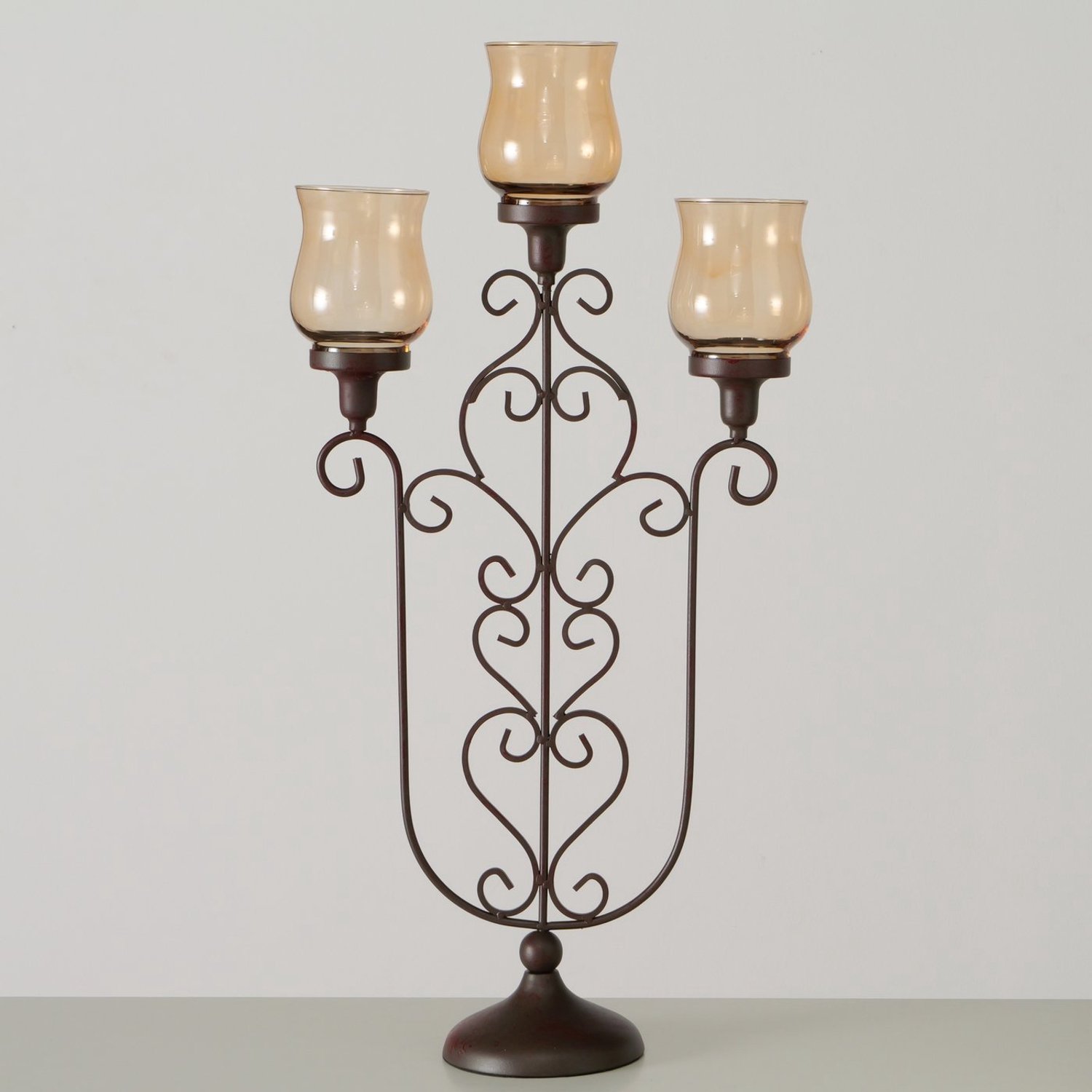Boltze Windlicht - kandelaar - Smeedijzer - 68.5cm - Pronkstuk - Met glas - Boltze - Bruin