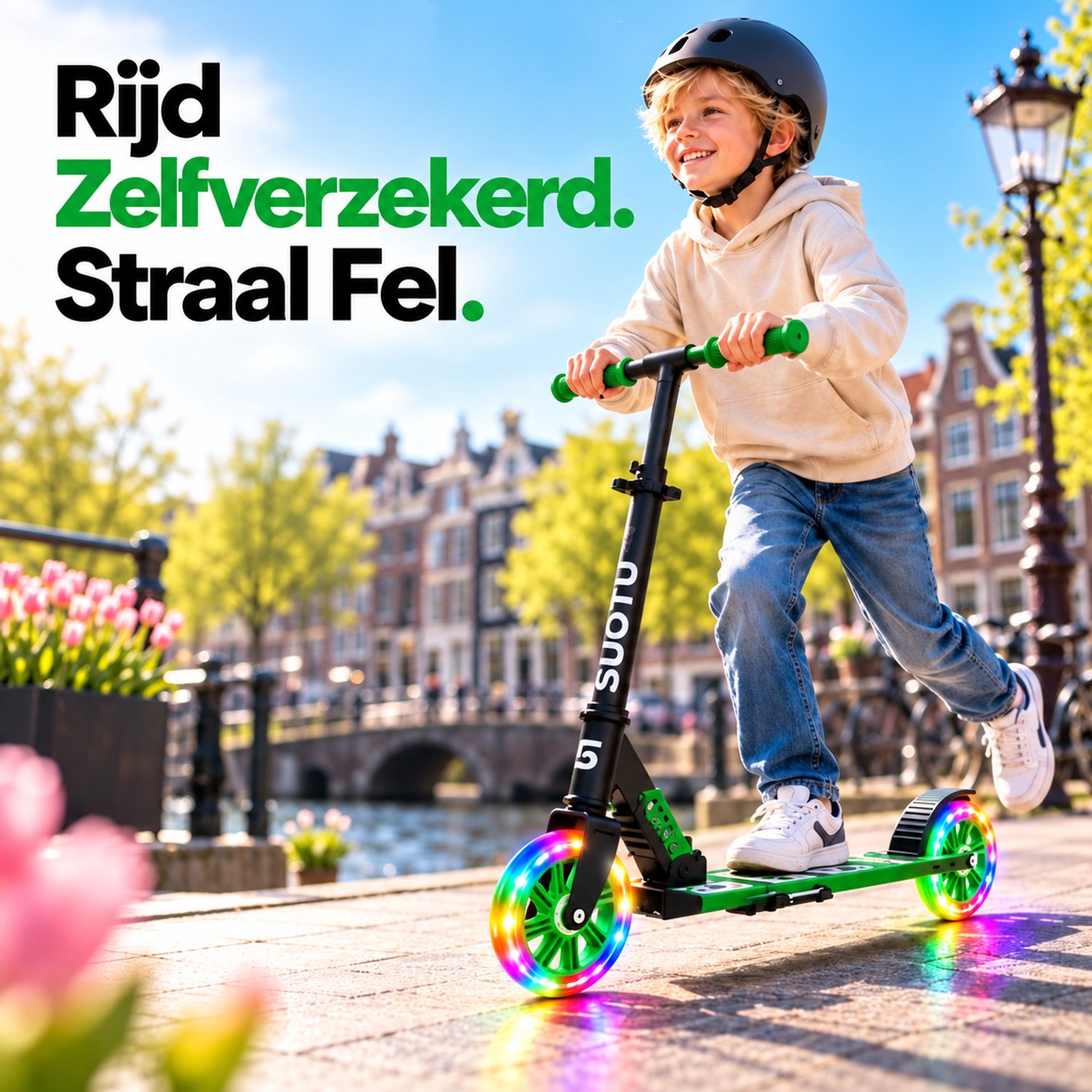 Suotu wielenset voor Stuntstep/Kinderstep - 2 Stuks - 145mm Lichtgevende Wielen - Groen — afbeelding 6
