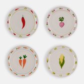 Borden Vegetables - And Nook - set van 4 verschillende groenteprints - 22 cm - keramiek