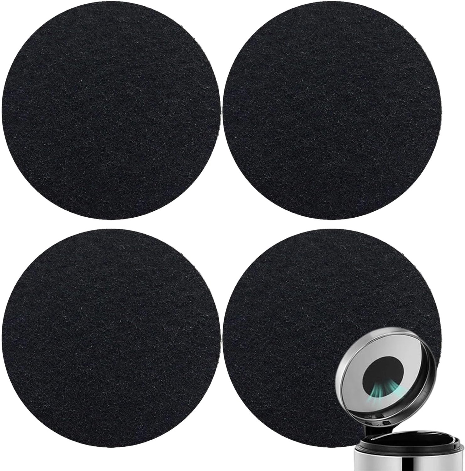 Compostfilter Set van 4 - Geurfilter Prullenbak - Actieve Koolfilter - Ronde Compostbakfilter - Geschikt voor Vuilnisbakken tot 17 cm - Milieuvriendelijk Katoen