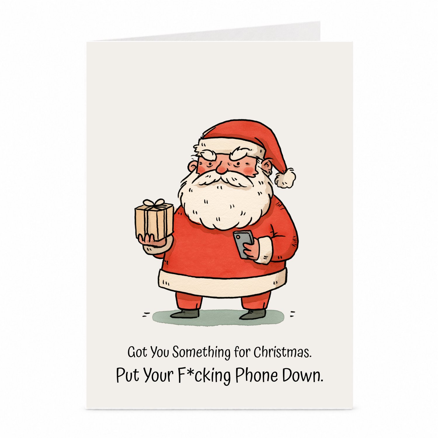 JustTheCardGuy Grappige kerstkaart - Kerstman en telefoon - A6