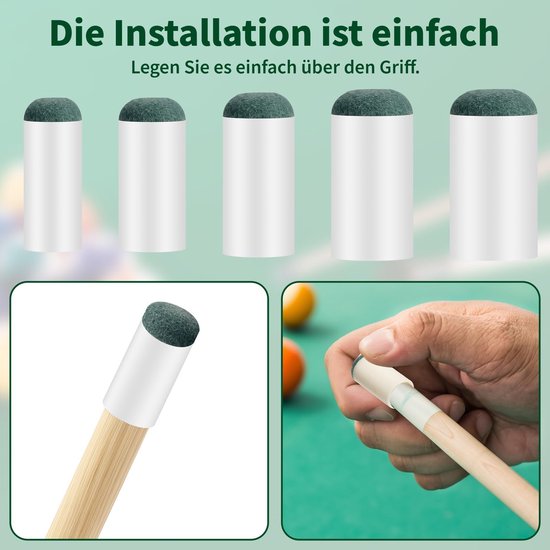 Set van 50 Slip-On Billiard Cue Tips in 5 Groottes — afbeelding 2