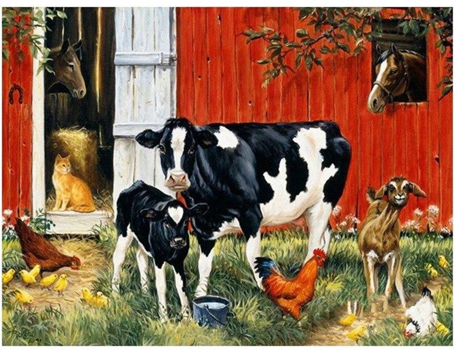 TOPMO - Boerderijdieren - 40X50CM - Diamond painting pakket - HQ Diamond Painting - VOLLEDIG dekkend - Diamant Schilderen - voor Volwassenen – ROND