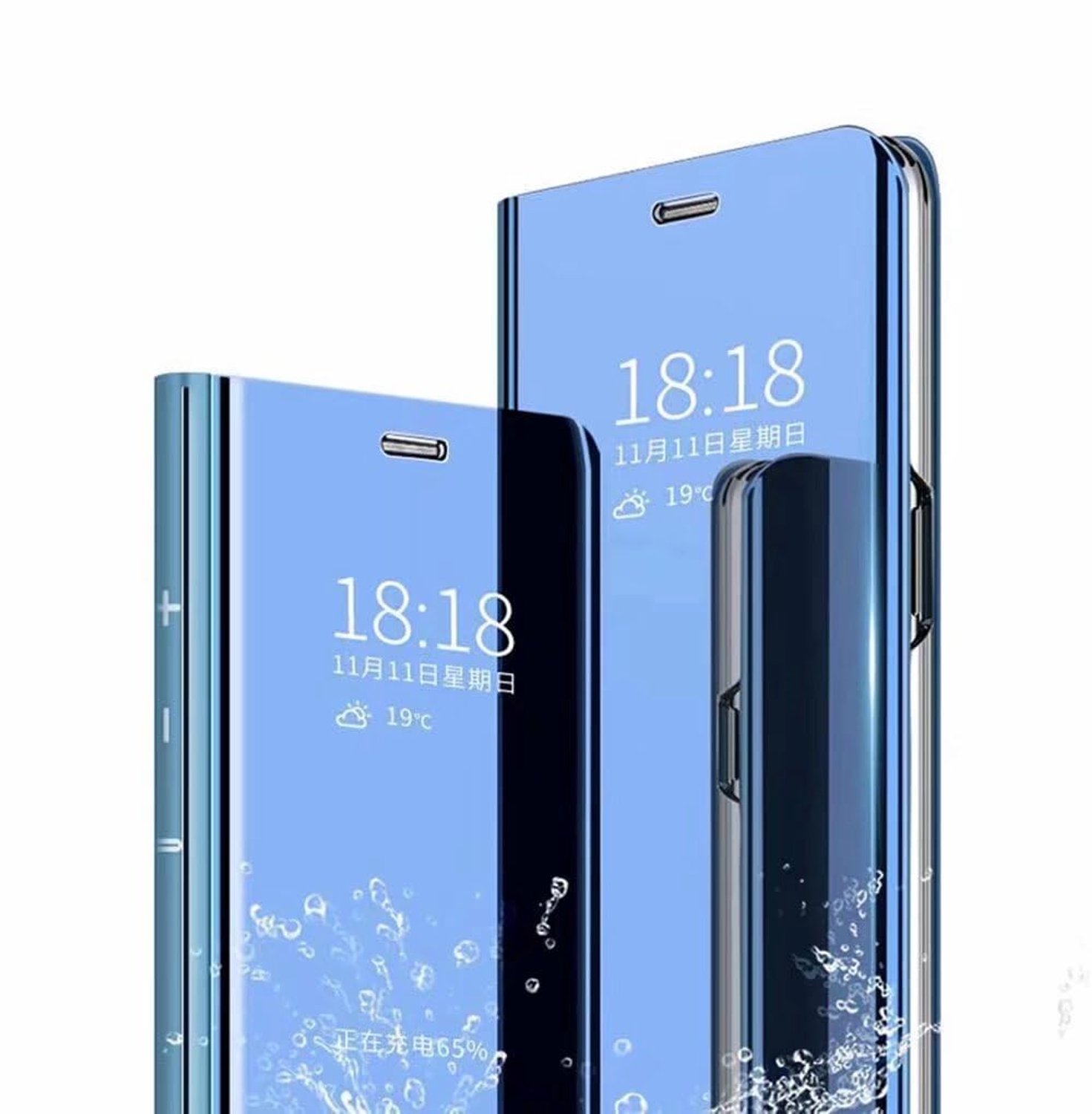 Flip Cover voor Samsung Galaxy S25 Edge - Schokbestendig met spiegel effect - Blauw