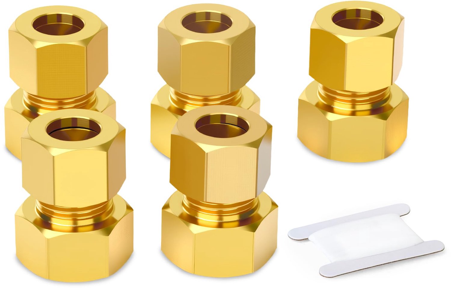 Set van 5 Messing Compressiebuiskoppelingen, 12mm OD x 1/2" BSP