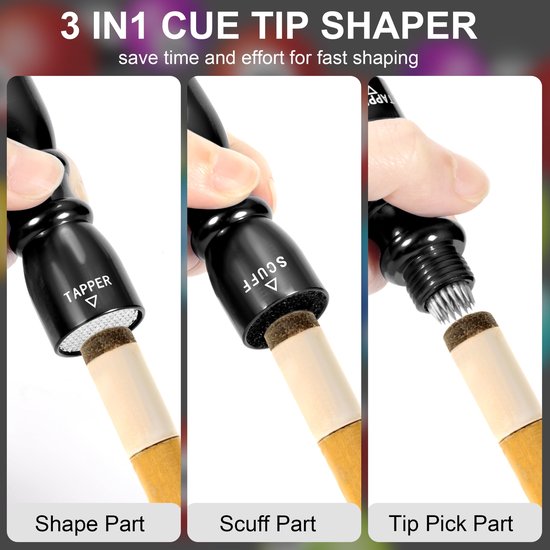 3-in-1 Snooker Cue Tool voor Onderhoud en Reparatie van Keu — afbeelding 5