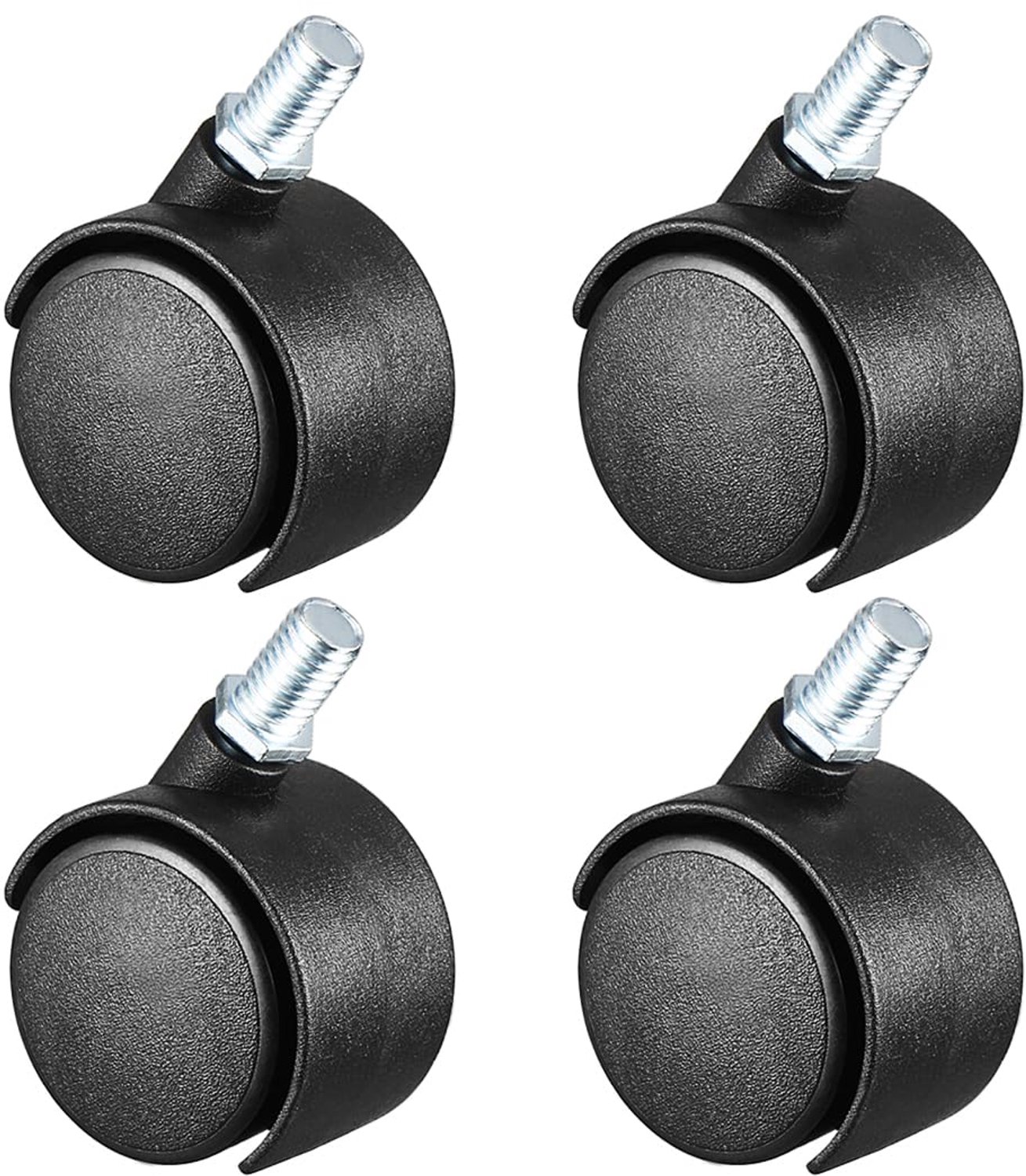 4 Stuks Nylon Zwenkwielen - Draaibare Zwenkwielen Met Dubbele Wielen (Zwart, 1,5 Inch)